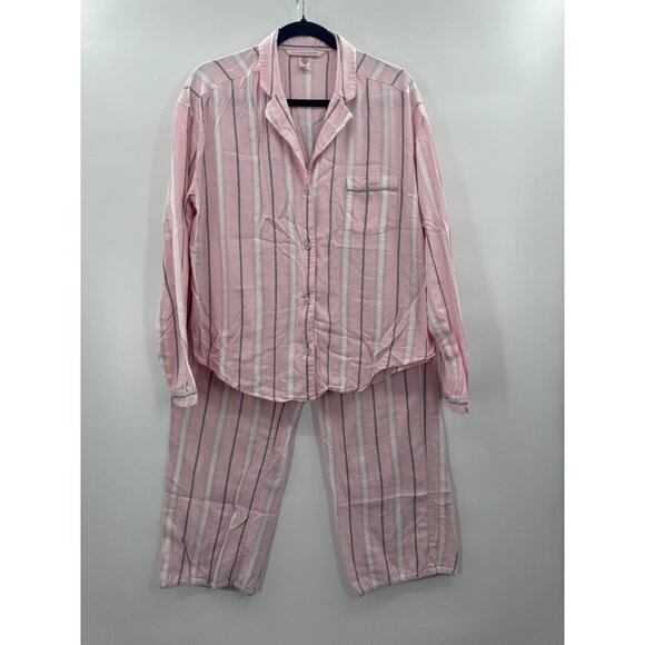 Victorias Secret Womens Medium Striped Pajama Set Y2K 90s Retro Classic Lounge - Picture 2 of 16